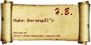 Hahn Berengár névjegykártya